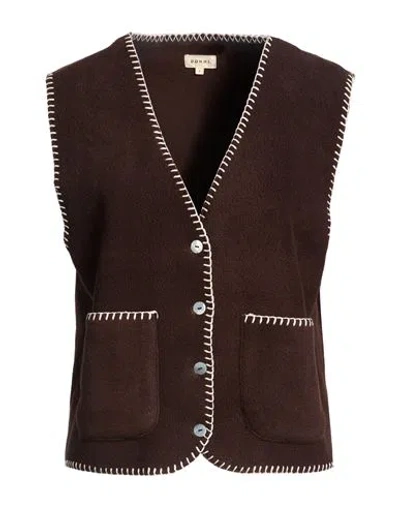 Donni . Woman Tailored Vest Chocolate Brown Size Xxs Polyester In Multi