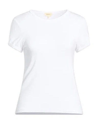 Donni . Woman T-shirt White Size L Cotton, Modal, Elastane