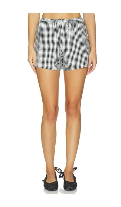 Donni X Revolve The Cotton Gingham Stripe Tap Short In Gray