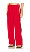 Donni X Revolve The Linen Stripe Crop Racer Pant In Red
