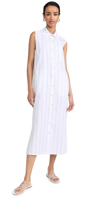 Donni. The Pop Sleeveless Dress Navy Pinstripe