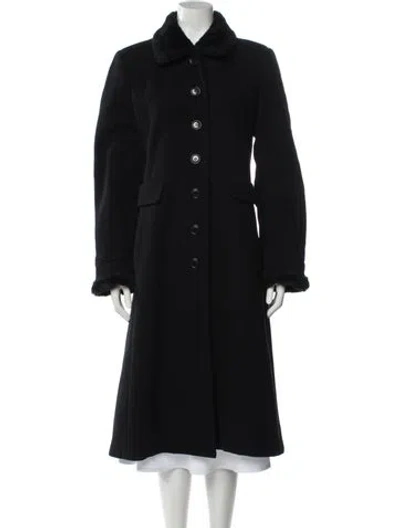 Pre-owned Donnybrook Wool Faux Fur Coat In Black