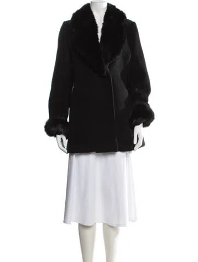 Pre-owned Donnybrook Wool Faux Fur Jacket In Black
