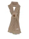 Donsje Aatos Cable-knit Bear-embroidered Scarf In Brown