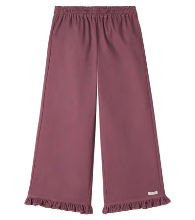 Donsje Kids' Aiklien Ruffled Cotton-blend Pants In Purple