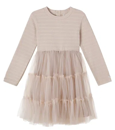 Donsje Kids' Aurin Shirred Tulle Dress In Neutral