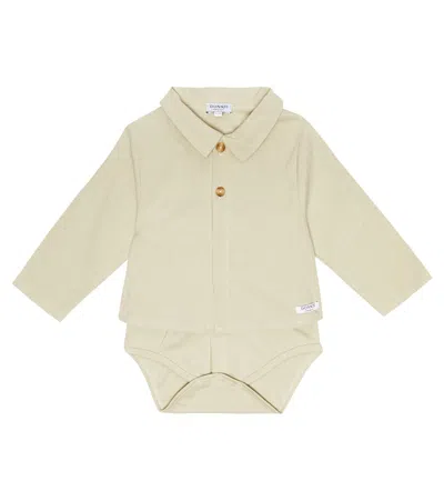Donsje Baby Ber Cotton Playsuit In Moss Grey