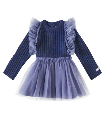 Donsje Baby Bilie Cotton-blend Dress In Royal Blue Melange