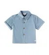 Donsje Baby Brammie Striped Cotton Shirt In Blue