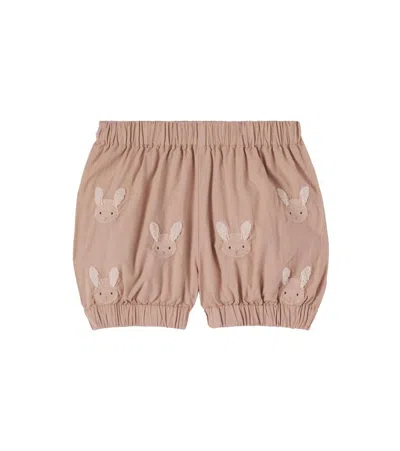 Donsje Baby Carson Embroidered Cotton Bloomers In Brown