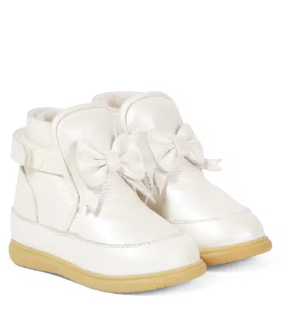 Donsje Baby Cemilla Bow-detail Leather Boots In White