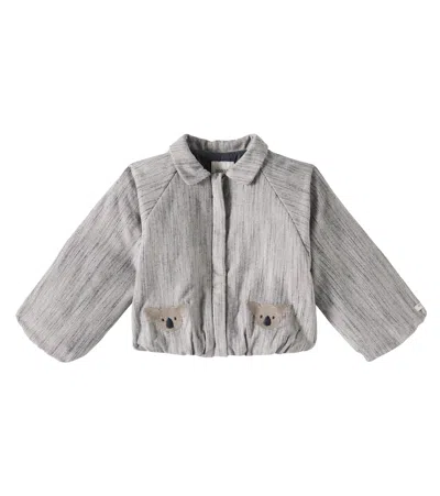 Donsje Baby Corneel Embroidered Cotton Jacket In Blue Marine - White Striped