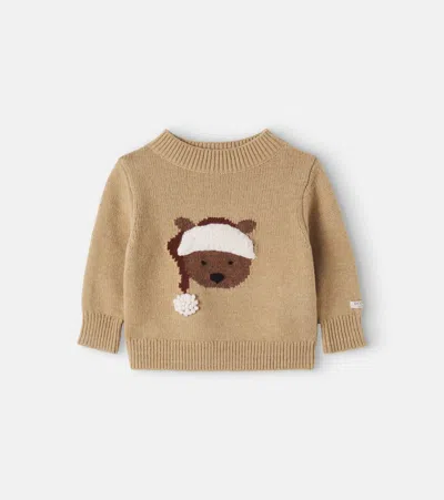 Donsje Kids' Baby Dann Wool Intarsia Sweater In Latte Melange