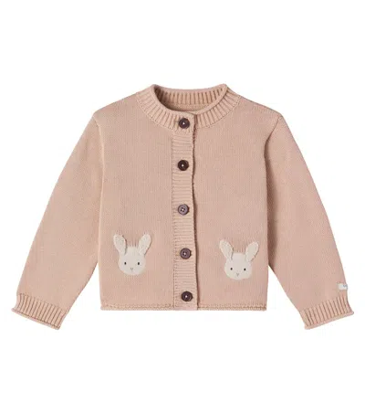Donsje Baby Danta Embroidered Cotton Cardigan In Brown