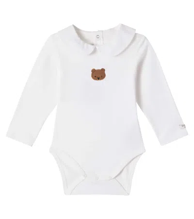 Donsje Baby Davo Cotton Jersey Bodysuit In White