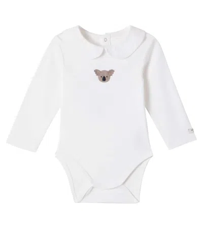 Donsje Baby Davo Cotton Jersey Bodysuit In White