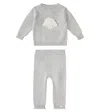 Donsje Baby Denn Wool Sweater And Pants Set In Soft Grey Melange