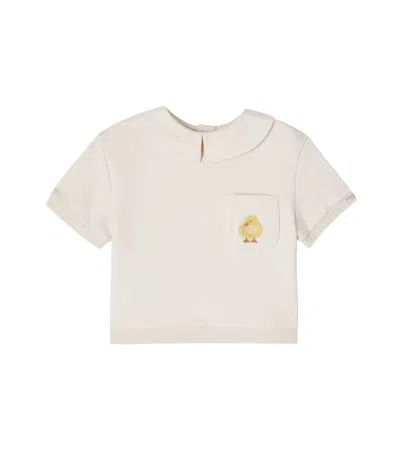 Donsje Baby Dientje Embroidered Cotton Sweater In White