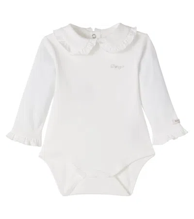 Donsje Baby Dovie Ruffled Cotton Bodysuit In White