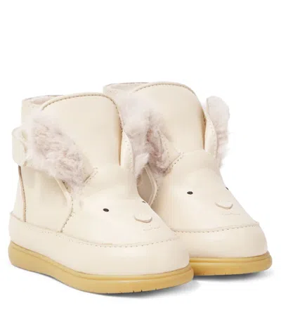 Donsje Baby Dubu Shearling-trimmed Leather Boots In Neutral