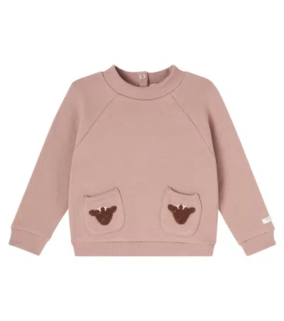 Donsje Baby Foppe Appliqué Cotton Sweater In Brown