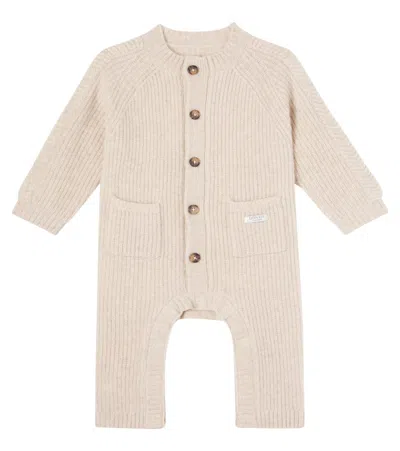 Donsje Baby Geertje Ribbed-knit Wool Jumpsuit In Neutral