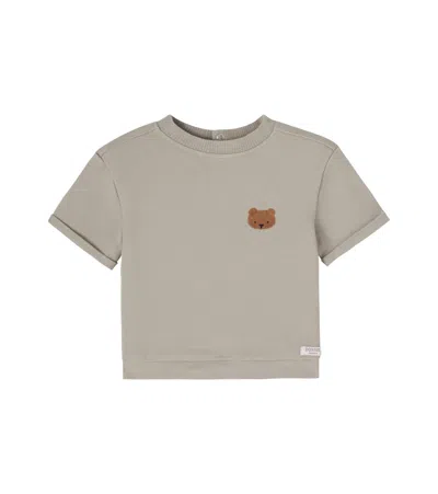 Donsje Baby Jarne Embroidered Cotton T-shirt In Gray