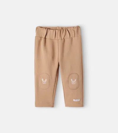 Donsje Kids' Joek贴花棉质裤装 In Hazelnut