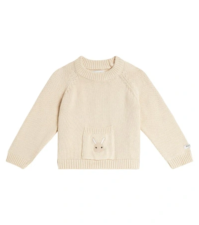 Donsje Baby Loeke Embroidered Cotton Sweater In Brown