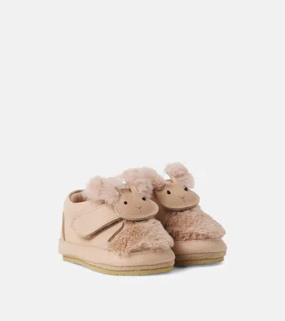 Donsje Baby Matijn Leather Booties In Beige
