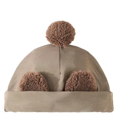 Donsje Baby Miep Faux Fur-trimmed Beanie In Brown