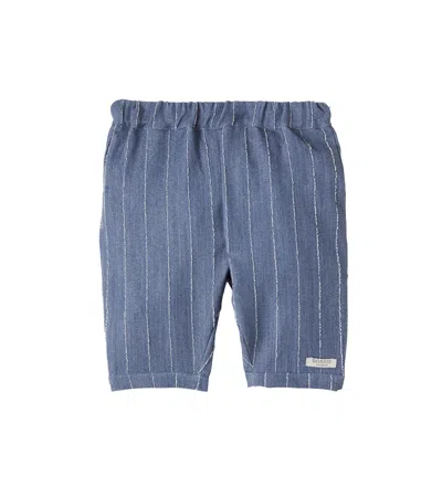 Donsje Baby Mink Pinstriped Shorts In Blue