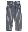 DONSJE BABY MINK STRIPED COTTON AND LINEN PANTS