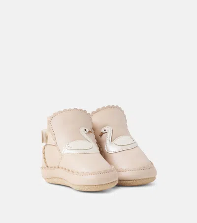 Donsje Baby Niv Leather Booties In Beige