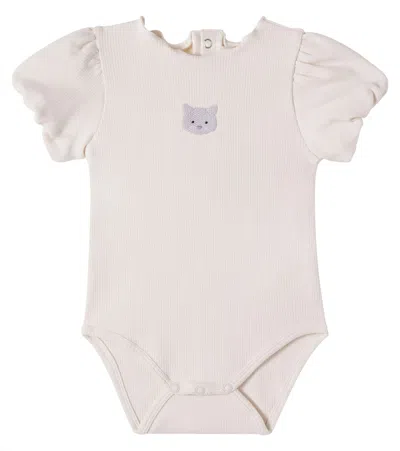 Donsje Baby Nowie Embroidered Cotton-blend Bodysuit In Neutral