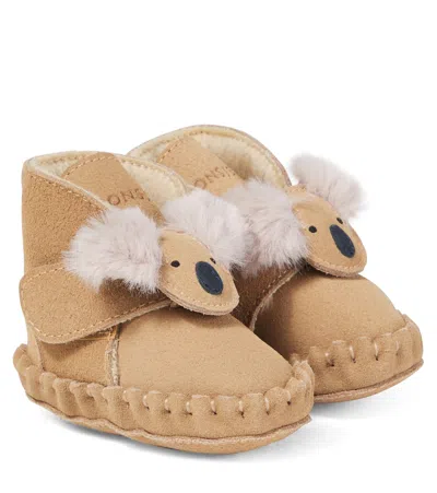 Donsje Baby Pouty Suede Booties In Brown