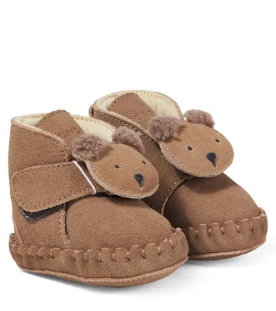 Donsje Baby Pouty Suede Booties In Brown