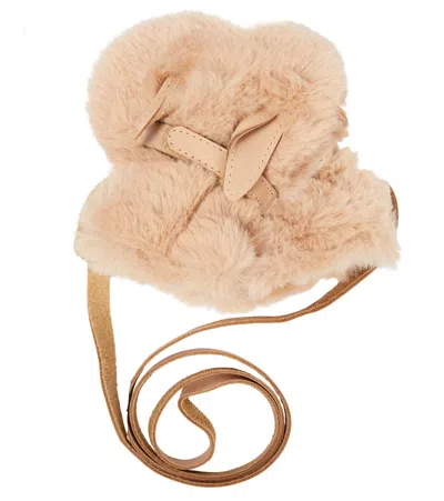 Donsje Baby Richy Faux Fur Mittens In Beige