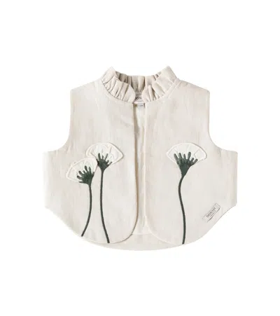 Donsje Baby Sugy Embroidered Linen Vest In Beige