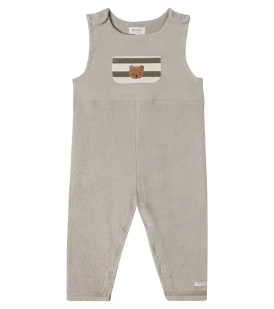 Donsje Baby Twijsie Embroidered Cotton Overalls In Gray