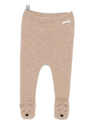 Donsje Babies' Bear-foot Knitted Trousers In Brown