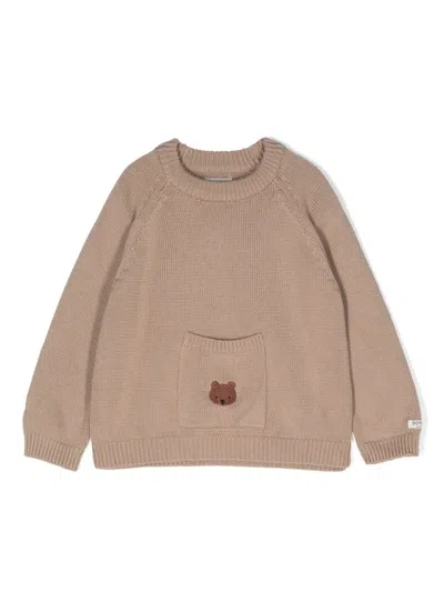 Donsje Babies' Brown Cotton Teddy Bear Sweater