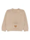 Donsje Bear-pocket Knitted Sweater In Brown
