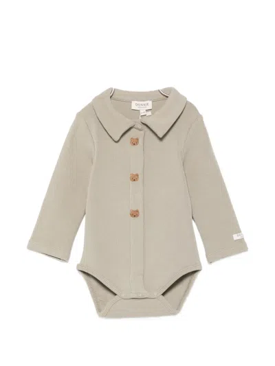 Donsje Babies' Bear-embroidered Ribbed Bodysuit In Neutrals