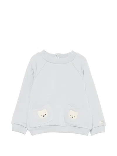 Donsje Babies' Bear-patch Raglan-sleeve Sweater In Blue