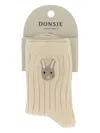 Donsje Bell Rabbit Ribbed Socks In Neutral