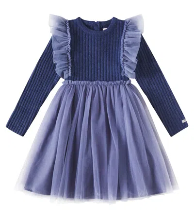 Donsje Kids' Bilie Wool-blend Dress In Blau