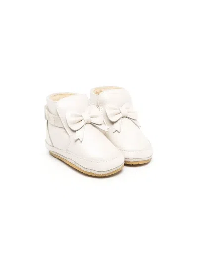 Donsje Babies' Bow-detail Leather Crib Boots In Neutrals