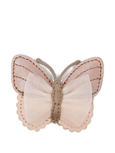 Donsje Babies' Butterfly-motif Leather Hair Clip In Pink