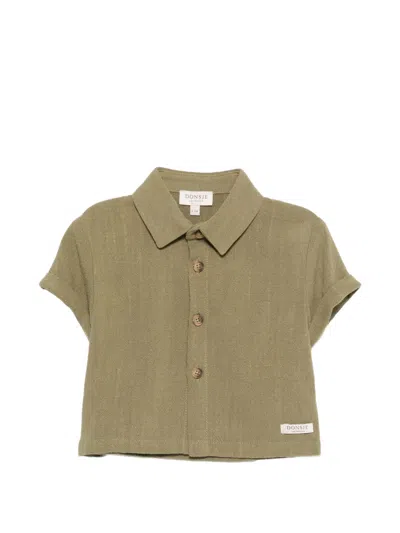 Donsje Babies' 排扣短袖衬衫 In Green